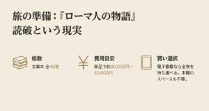文庫本全43巻を購入した場合の費用目安(約3〜4万円)と、場所を取らない電子書籍という賢い選択肢を提示したスライド。