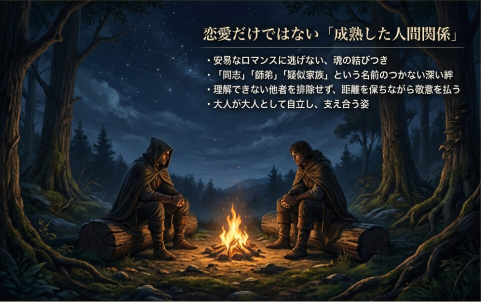 安易なロマンスに逃げない魂の結びつき。理解できない他者とも距離を保ちながら敬意を払う、自立した大人たちの関係図